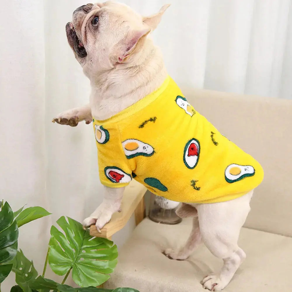 Warm Dog Clothes Cute Print Puppy Pet Clothing French Bulldog Hoodie Winter Dog Pajamas Sweater Coat for Small Medium Dogs Cats