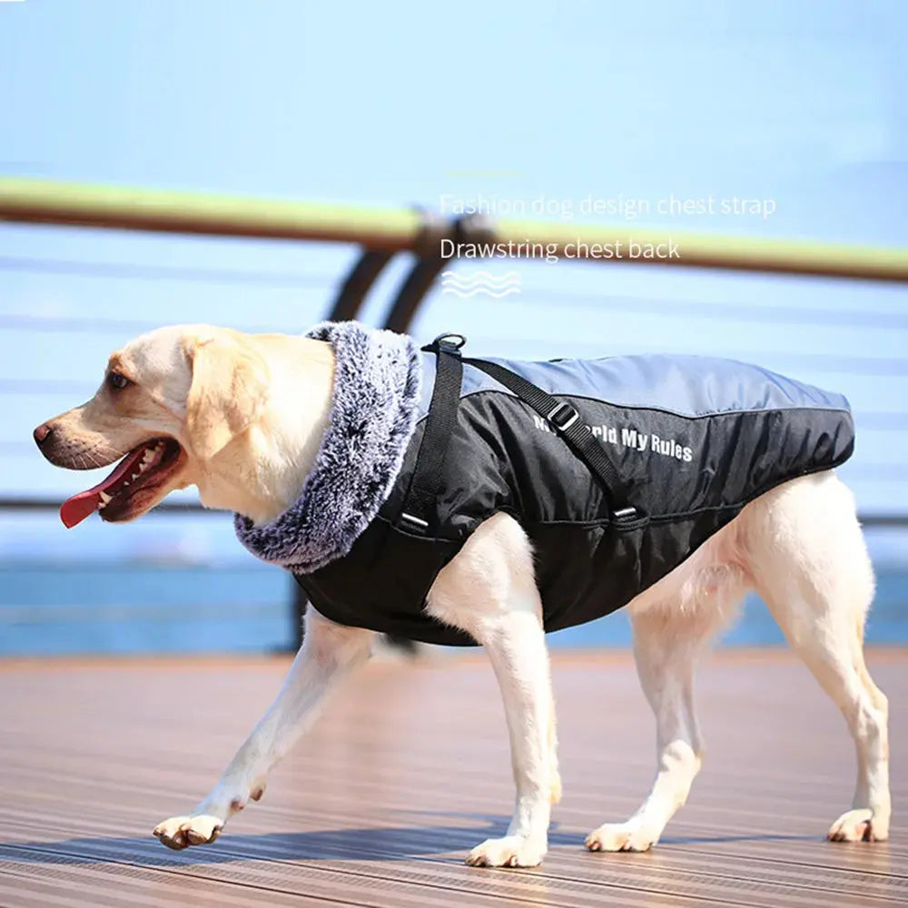 Thickened Big Dog Coat Jacket with Fur Collar Winter Warm Pet Clothes for Medium Large Dogs Greyhound Doberman mascotas Outfits