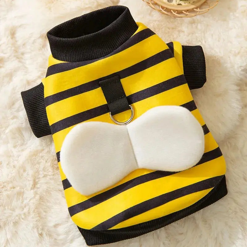 Pet Halloween Costume Honey Bee Role Play Hoodie with Buckle or not Dogs Cats Party Cosplay Funny Outfit Clothes with Hat or not