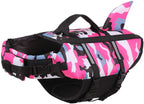 Shark Fin Dog Life Jacket - Camo Blue & Pink Safety Swim Vest