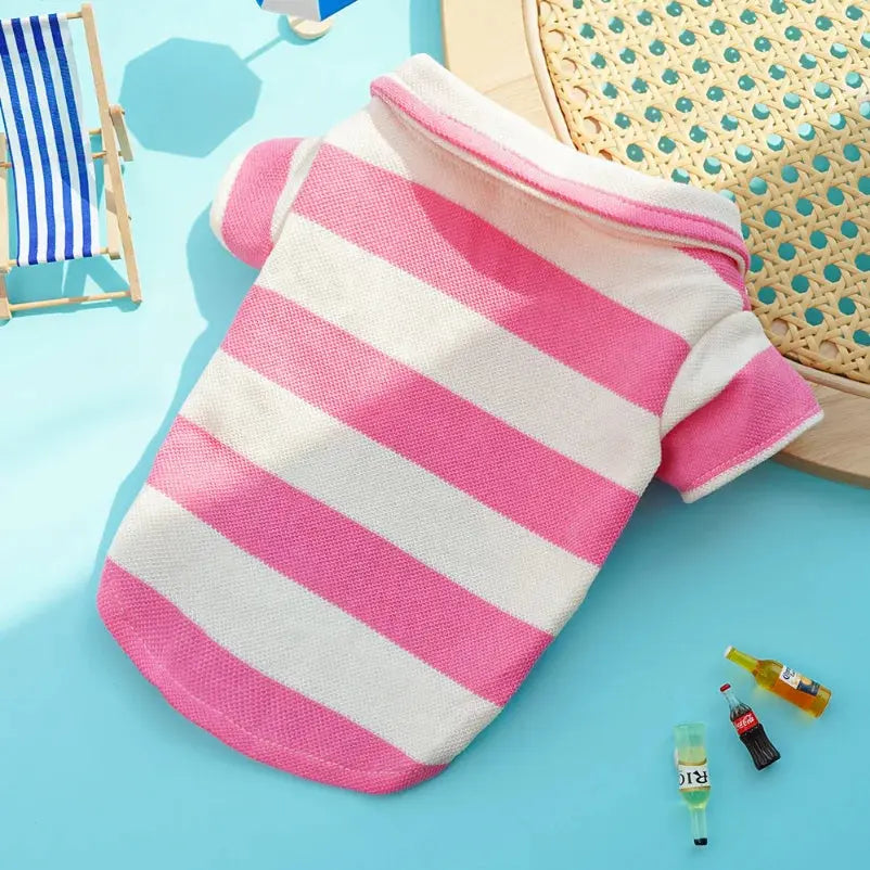 Summer Dog Clothes Fashion Simple Striped Dog Shirts Chihuahua French Bulldog Soft Vest Puppy Outfit Apparel Pet Costume