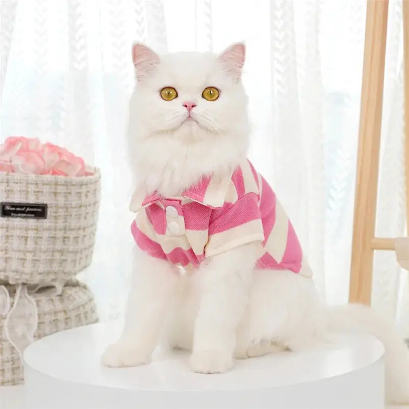Summer Dog Clothes Fashion Simple Striped Dog Shirts Chihuahua French Bulldog Soft Vest Puppy Outfit Apparel Pet Costume