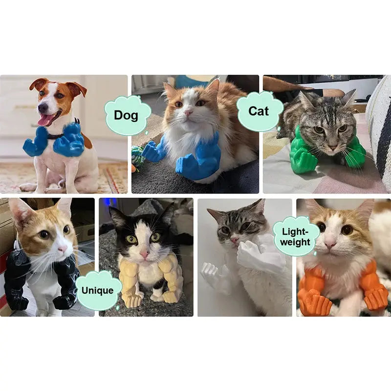 Cat Muscle Arms With Muscle 3D Printed Funny Cat's Neck Giant Arm Creative Arm For Pet Cosplay Halloween Costume Party Accessory