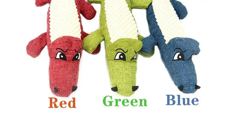 Interactive Squeaky Alligator Chew Toy – Durable Puppy Teething & Teeth Cleaning Dog Toy with Crinkle Sound, Non-Toxic (Blue/Red/Green)