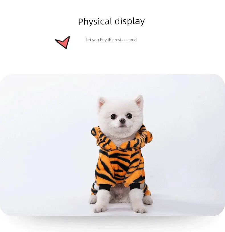 Cat Clothes Tiger Outfit Thermal Cotton-Padded Clothes Kitten Blue Cat British Shorthair Muppet Autumn and Winter Pet Dog Four-Legged Clothes