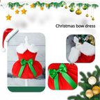Pet Christmas Clothing Dog Cat Red Dress Warm Bow Frock Golden Velvet Fabric Santa Claus Clothes Dogs Cats Garment Pets Supplies