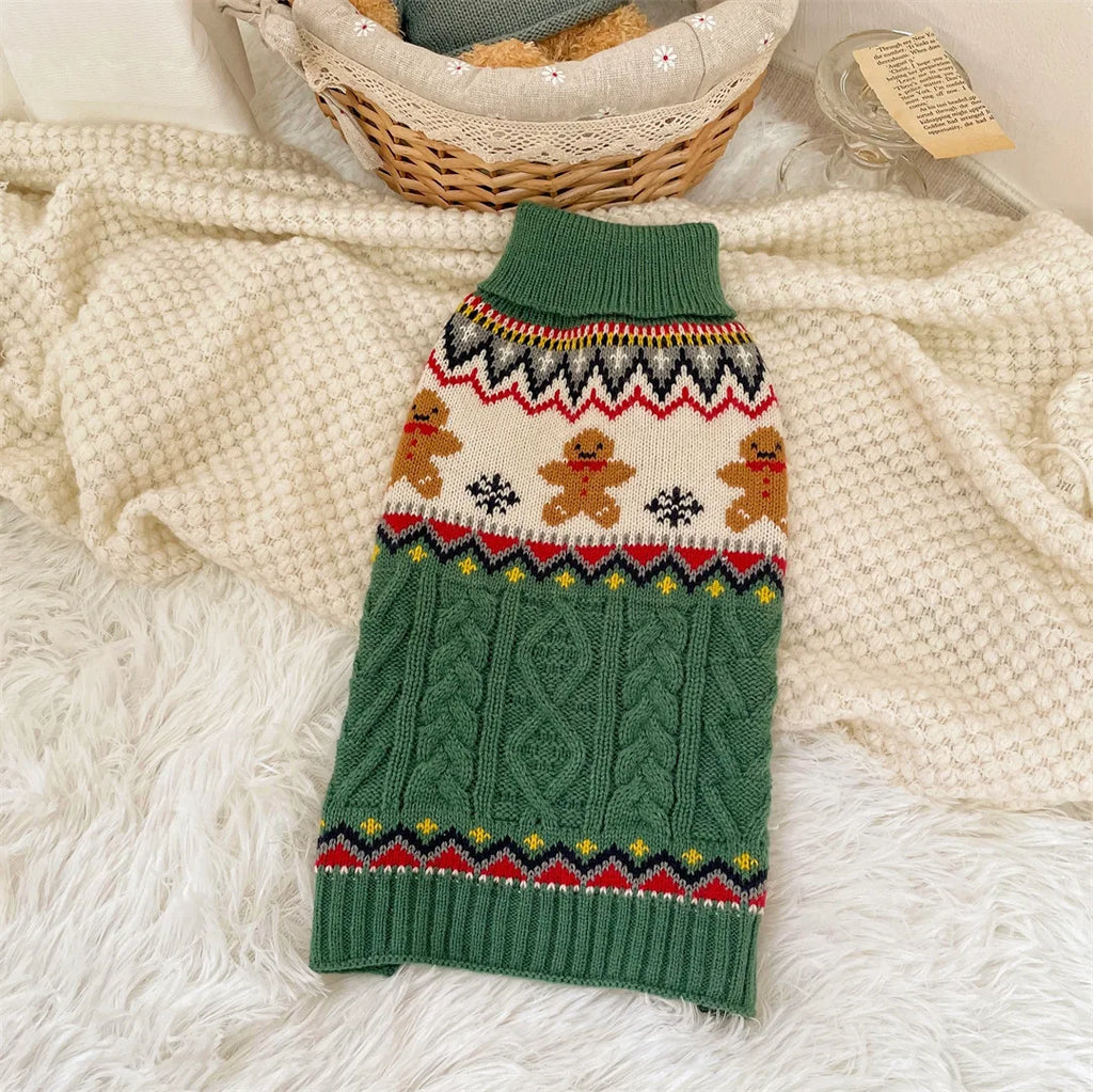 JingleBell Reindeer Sweater - Festive High-Neck Pullover for Dogs & Cats