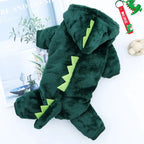 Dinosaur Pet Costume Cat and Dog Halloween Costume Cute Pet Dino Hoodie for Small Dogs Winter Warm Outfits Puppy Fleece Clothes