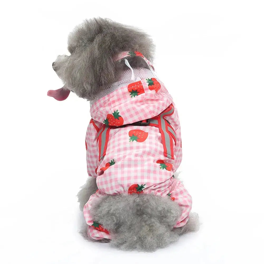 Dog Raincoat Dog Hooded Poncho 4 Legs Dog Rain Jacket with D Leash Ring Waterproof Dog Rain Clothes for Small Medium Dogs