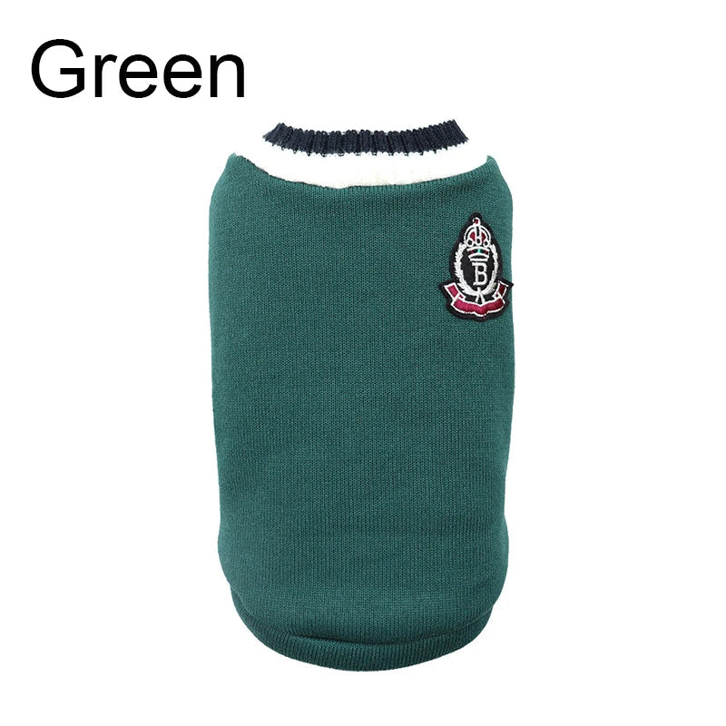 CampusPaws V-Neck Sweater - Preppy Knit Pullover for Small Dogs & Cats