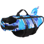 Shark Fin Dog Life Jacket - Camo Blue & Pink Safety Swim Vest