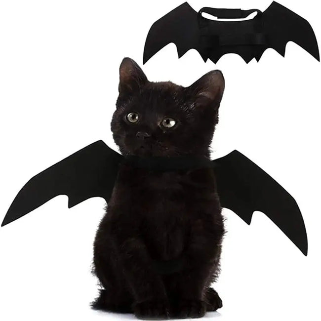 Dog Cat Bat Wings for Halloween Party Decoration, Pet Collar Leads Cosplay Bat Costume,Cute Puppy Cat Dress Up Accessories Hover Image