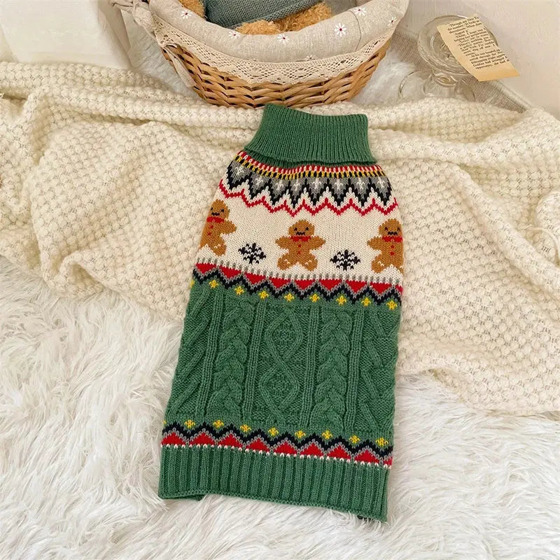 Dog Winter Clothes Pet Christmas Red Sweaters Sleeveless Gingerbread Reindeer Pattern Soft Warm Fall Winter Cats Dogs Clothes