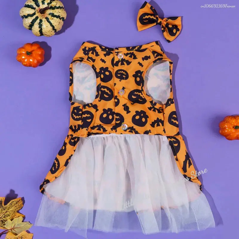 Halloween Pet Dog Dress For Small Medium Dogs Cosplay Costume Pet Dresses Fashion Bow Cat Princess Skirt Chiahuahua Dog Clothes