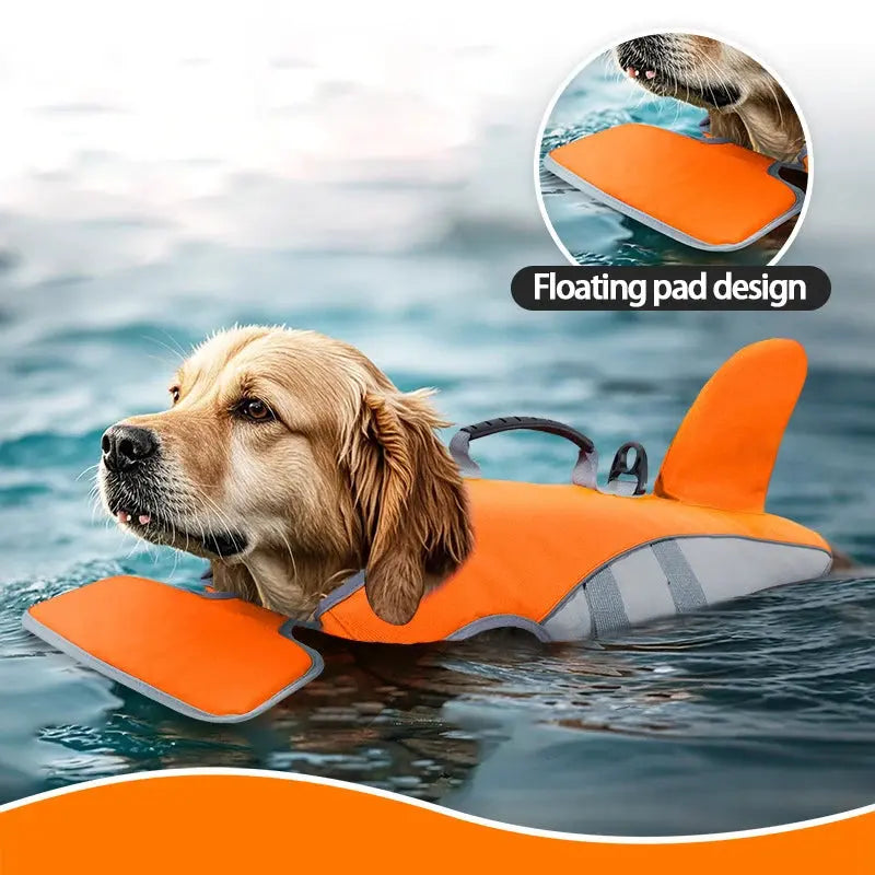 Dog Swimming Life Jacket Shark Fin Shape Safety Vest for Dog in Summer Adjustable in Pool or Surfing Drifting Dog Life Vest