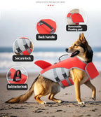 Dog Swimming Life Jacket Shark Fin Shape Safety Vest for Dog in Summer Adjustable in Pool or Surfing Drifting Dog Life Vest