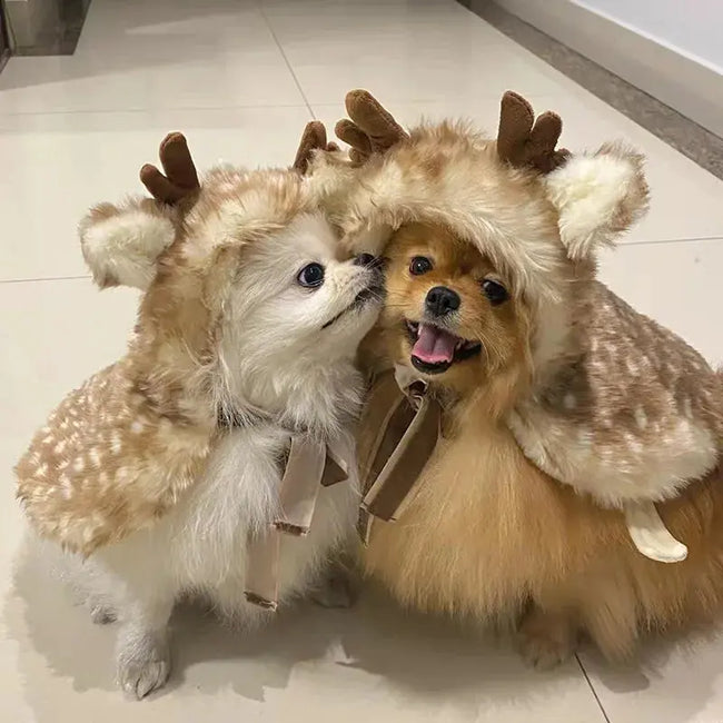 Funny Pet Cat Dog Halloween Costume Cosplay Elk Cloak Dog Costumes for Small Dogs Cute Christmas Cat Clothes Hover Image