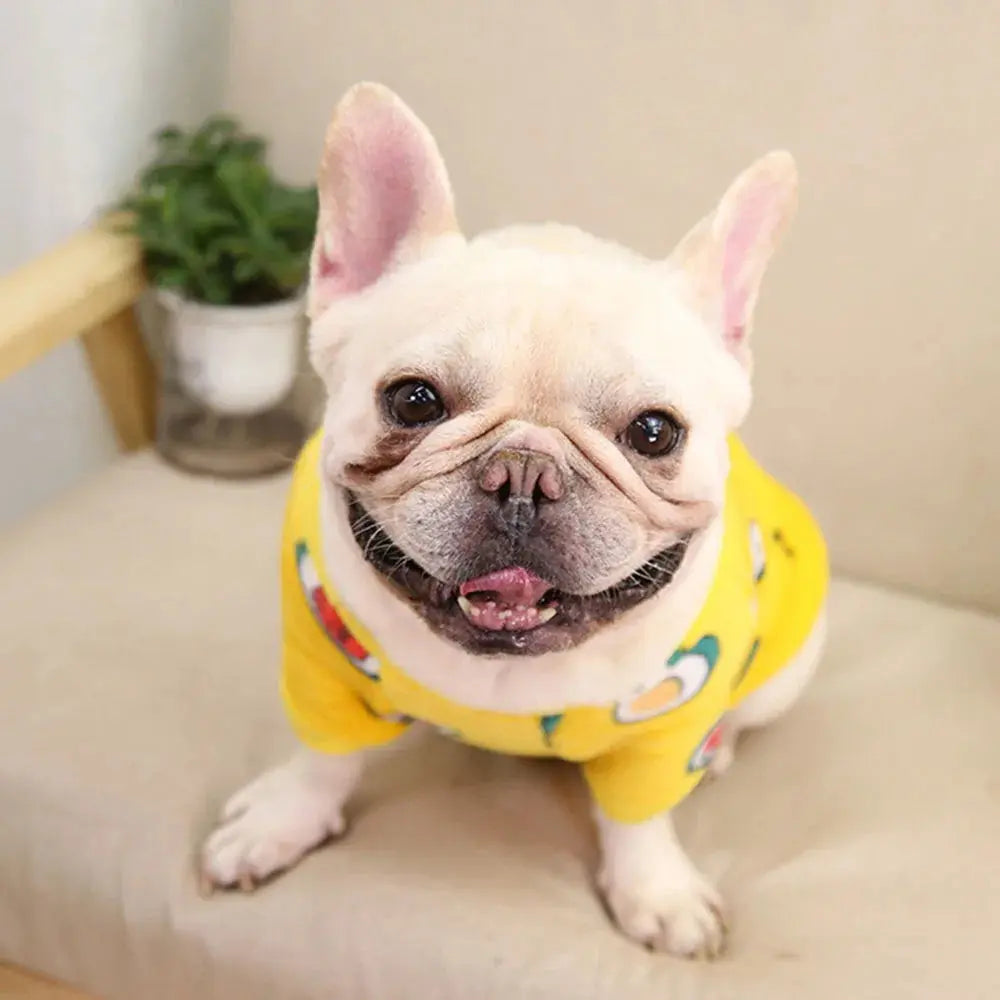 Warm Dog Clothes Cute Print Puppy Pet Clothing French Bulldog Hoodie Winter Dog Pajamas Sweater Coat for Small Medium Dogs Cats