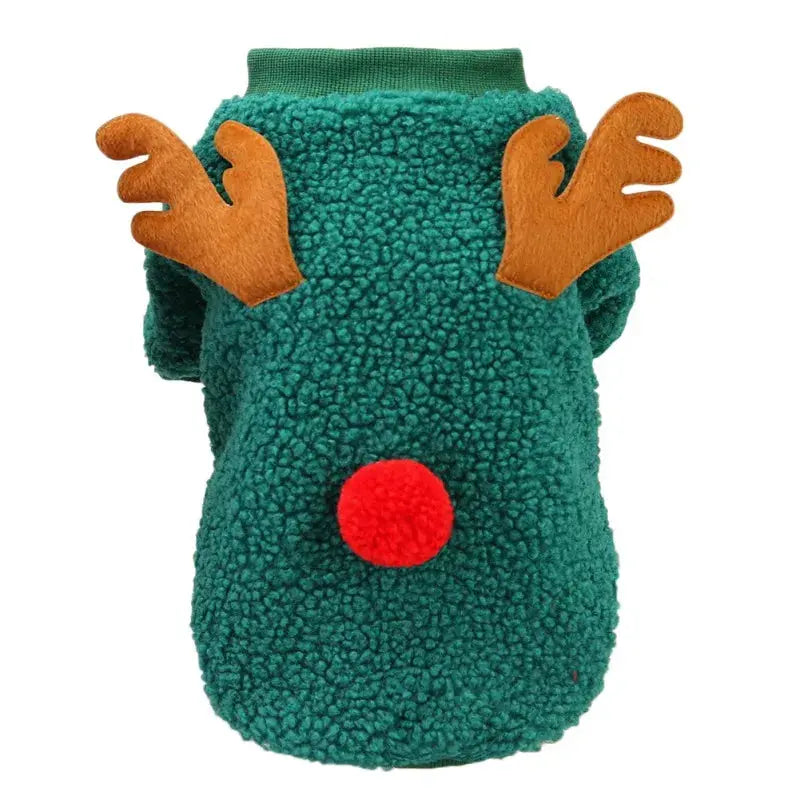 Christmas Dog Halloween Costumes Clothes Hoodies Cold Weather Winter Coat Reindeer Design Sweater for Small Dogs Cats