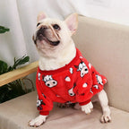 Warm Dog Clothes Cute Print Puppy Pet Clothing French Bulldog Hoodie Winter Dog Pajamas Sweater Coat for Small Medium Dogs Cats