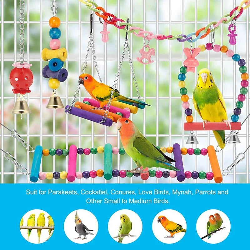 Wooden Bird Chew Toy Set (11pc)