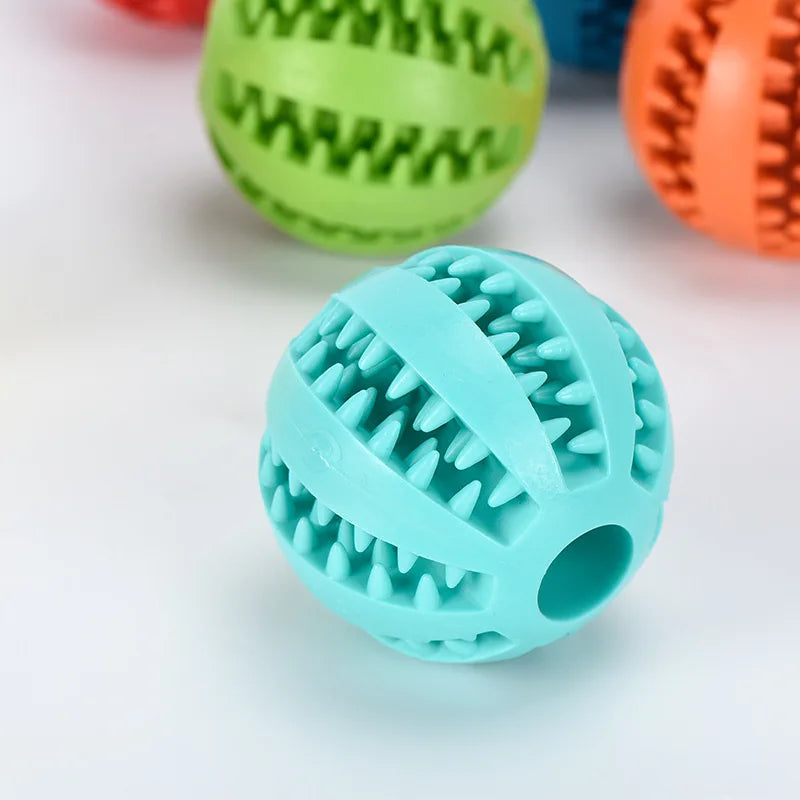 Natural Rubber Chew Ball for Small Dogs - Tough Tooth-Cleaning Treat Toy