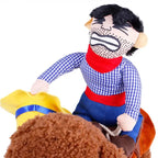 Dog Halloween Costume Cowboy Rider Costume for Small Medium Dogs Cats Funny Dog Clothes Party Suits for Holiday Christmas