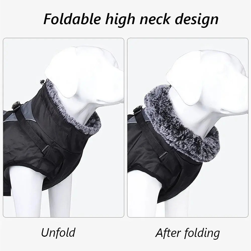 Thickened Big Dog Coat Jacket with Fur Collar Winter Warm Pet Clothes for Medium Large Dogs Greyhound Doberman mascotas Outfits