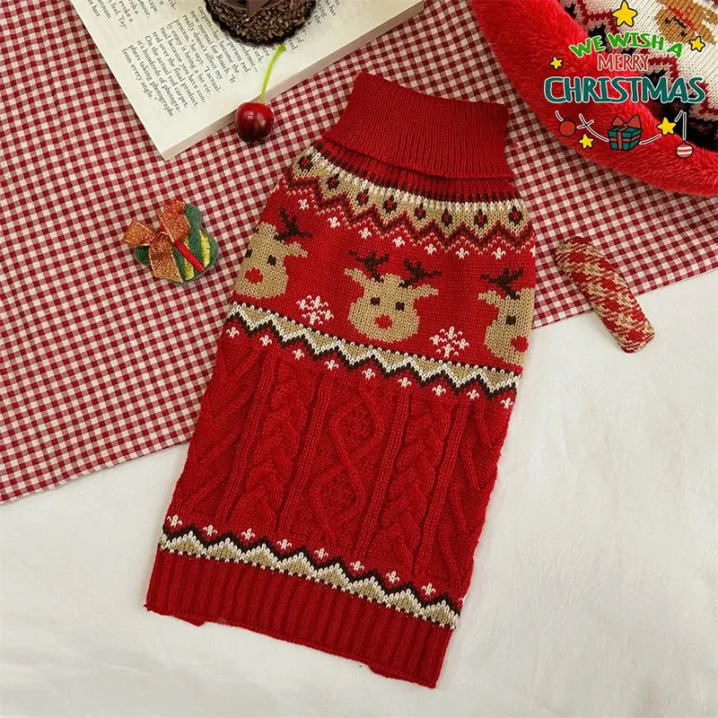 Dog Winter Clothes Pet Christmas Red Sweaters Sleeveless Gingerbread Reindeer Pattern Soft Warm Fall Winter Cats Dogs Clothes