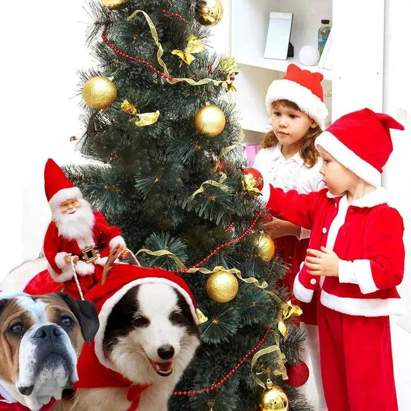 Pet Christmas Clothes Santa Claus Dog Costume Puppy Coat Jacket Suit with Cap Clothing Cosplay For Small Medium Large Dogs Cats