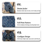 Printing Denim Clothes for Small Medium Dogs Soft Polyester Unisex Cat Overalls Snap Button Coats Autumn Pet Chihuahua Clothing