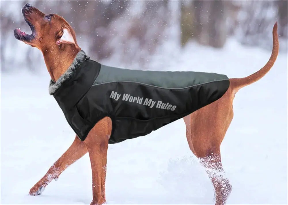 Thickened Big Dog Coat Jacket with Fur Collar Winter Warm Pet Clothes for Medium Large Dogs Greyhound Doberman mascotas Outfits