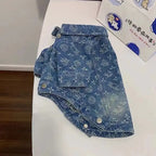 Printing Denim Clothes for Small Medium Dogs Soft Polyester Unisex Cat Overalls Snap Button Coats Autumn Pet Chihuahua Clothing