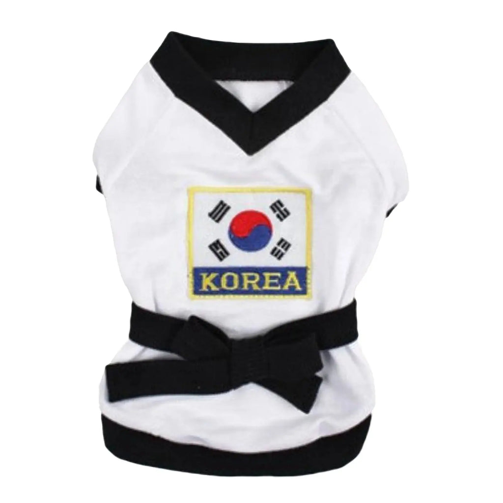Pet Halloween Karate Costume with Belt Funny Taekwondo Uniform for Dogs and Cats