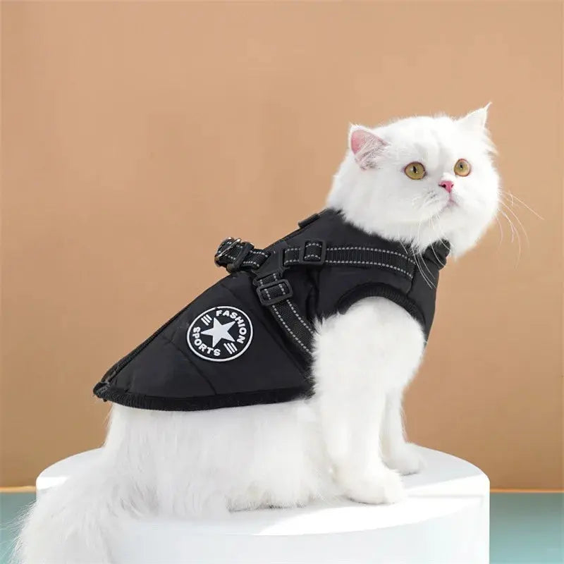 Pet Dog Coat with Harness Winter Cat Waterproof Coat Zipper Dog Jacket with Reflective Harness for Smal Medium Large Dogs