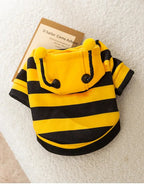 Pet Halloween Costume Honey Bee Role Play Hoodie with Buckle or not Dogs Cats Party Cosplay Funny Outfit Clothes with Hat or not