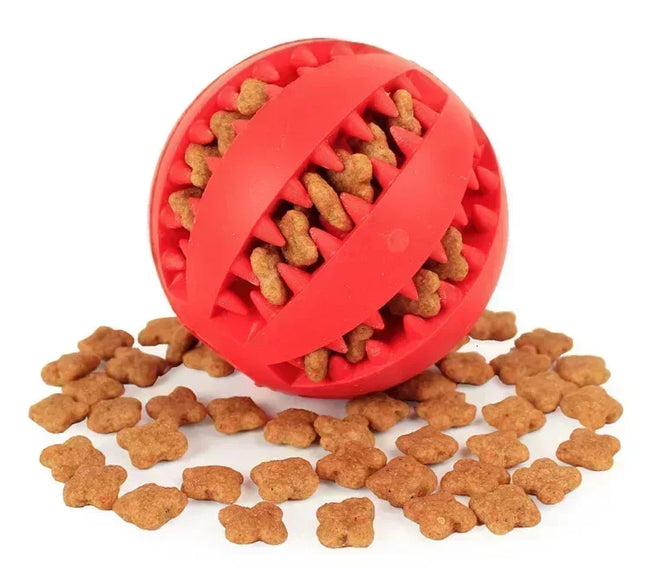 Natural Rubber Chew Ball for Small Dogs - Tough Tooth-Cleaning Treat Toy Hover Image