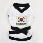 Pet Halloween Karate Costume with Belt Funny Taekwondo Uniform for Dogs and Cats