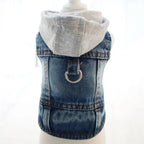 Denim Dog Jean Jacket Vest with D-Ring Cool Spring Dog Hoodies Breathable Lightweight Puppy Harness Coat For Small Medium Dogs