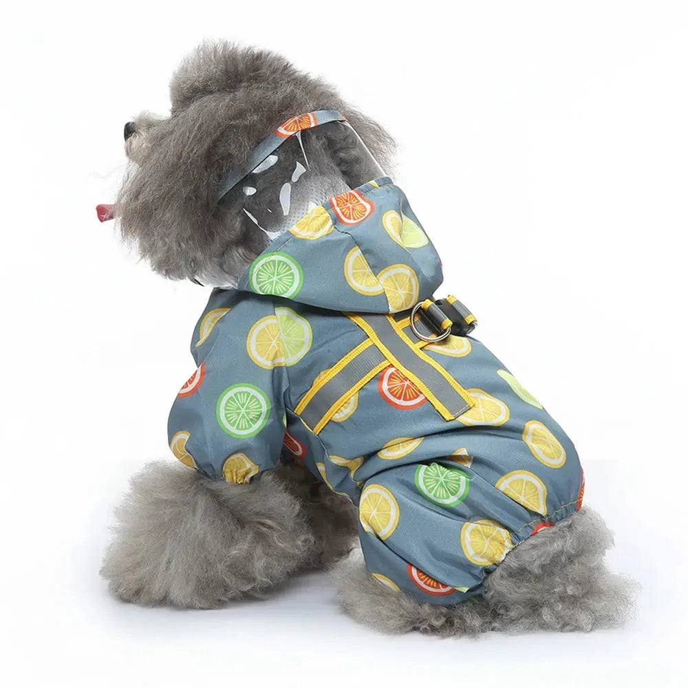 Dog Raincoat Dog Hooded Poncho 4 Legs Dog Rain Jacket with D Leash Ring Waterproof Dog Rain Clothes for Small Medium Dogs