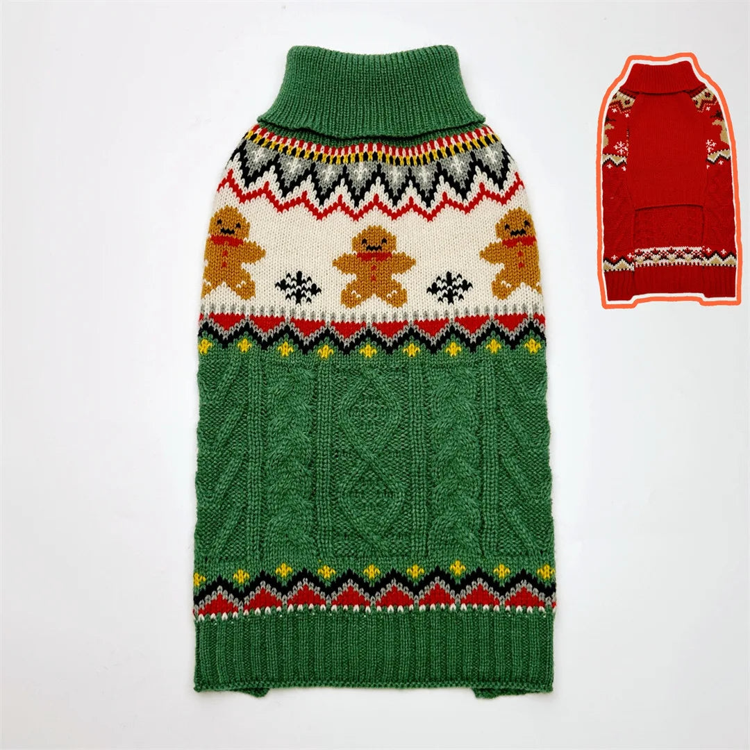 JingleBell Reindeer Sweater - Festive High-Neck Pullover for Dogs & Cats
