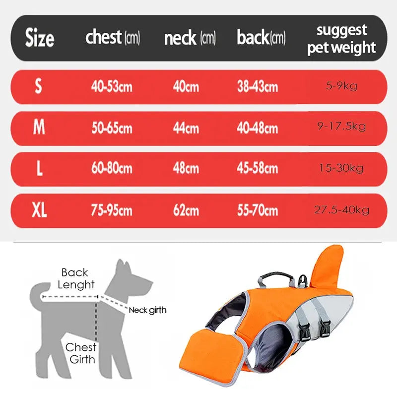 Dog Swimming Life Jacket Shark Fin Shape Safety Vest for Dog in Summer Adjustable in Pool or Surfing Drifting Dog Life Vest