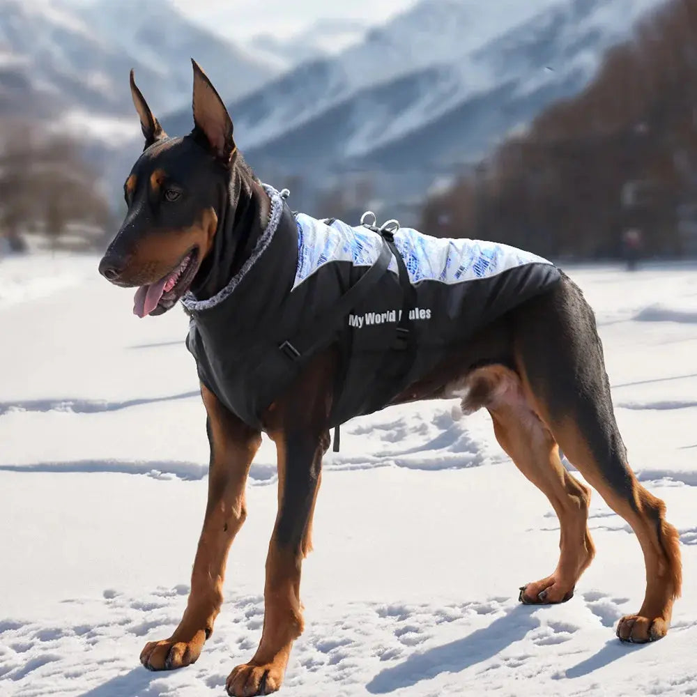 Thickened Big Dog Coat Jacket with Fur Collar Winter Warm Pet Clothes for Medium Large Dogs Greyhound Doberman mascotas Outfits