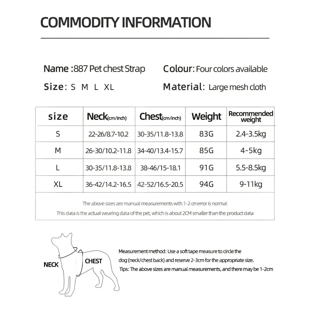 New Breathable Reflective Dog Harness Vest Easy To Wear Comfortable Adjustable Pet Harness for Small Medium Dogs