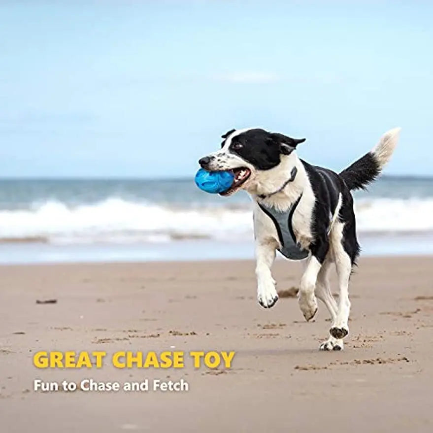 Squeaky Dog Toys for Aggressive Chewers - Rubber Chew Ball for Teeth Grinding & Cleaning