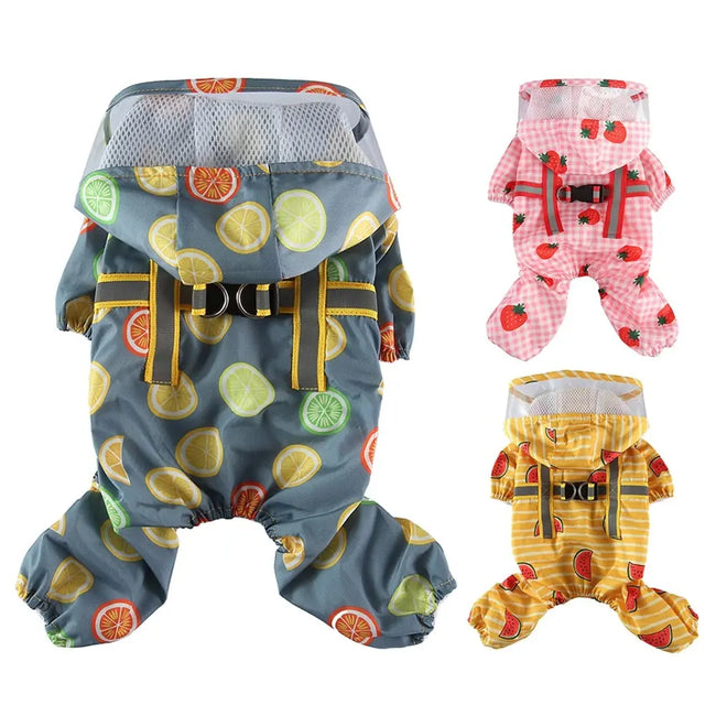 Dog Raincoat Dog Hooded Poncho 4 Legs Dog Rain Jacket with D Leash Ring Waterproof Dog Rain Clothes for Small Medium Dogs Main Image
