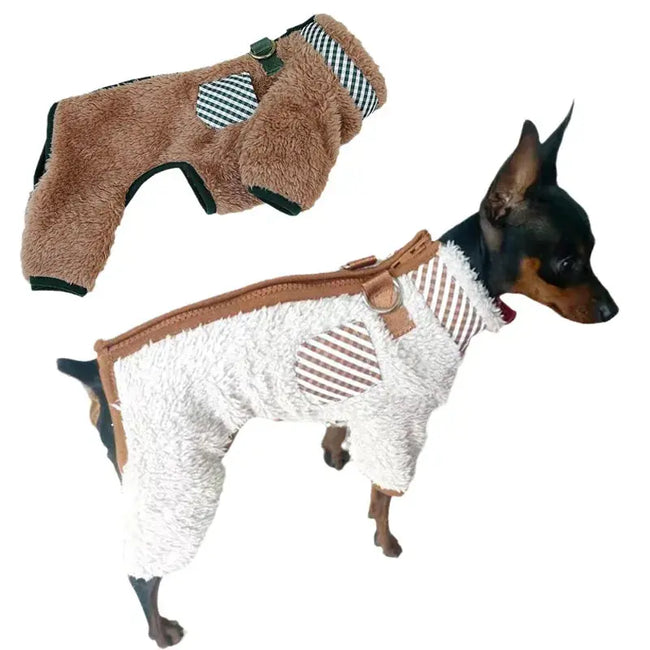 Towable Pet Jumpsuit with Buckle Winter Warm Puppy Dog Suit Clothes for Small Dogs Yorkshire Shih Tzu Overalls mascotas Clothing Hover Image