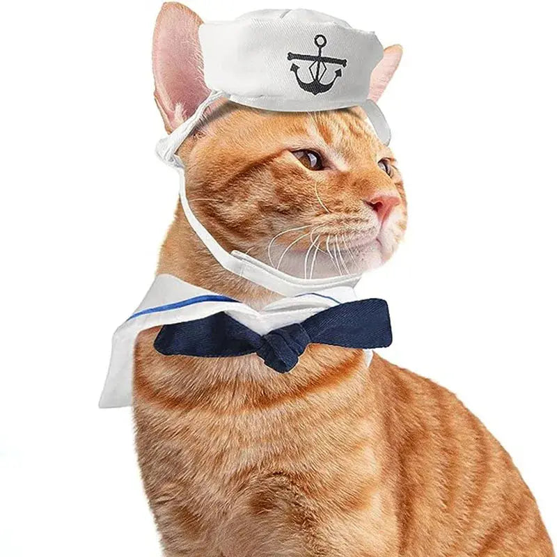 Funny Pet Cat Costumes – Navy Sailor Jacket Cloak Set