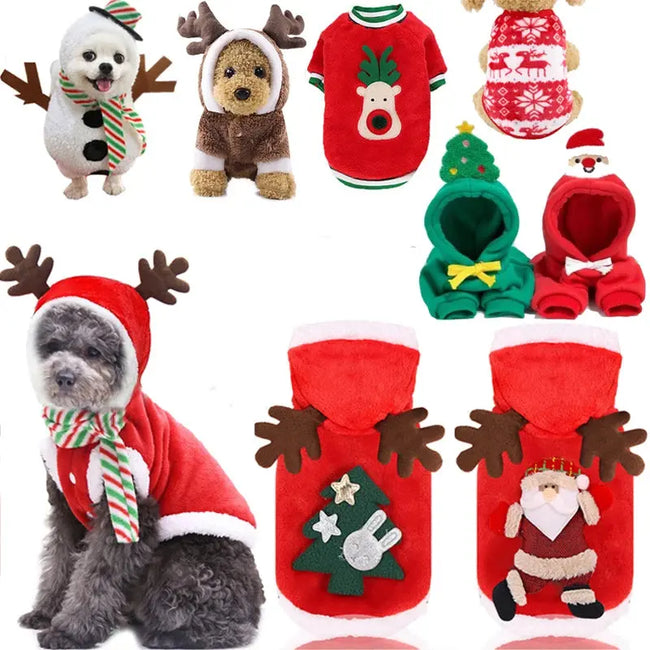 Christmas Dog Clothes for Small Medium Dogs Pet Costume Chihuahua Pets Hoodies Warm New Year Dog Clothing Yorkshire Hover Image