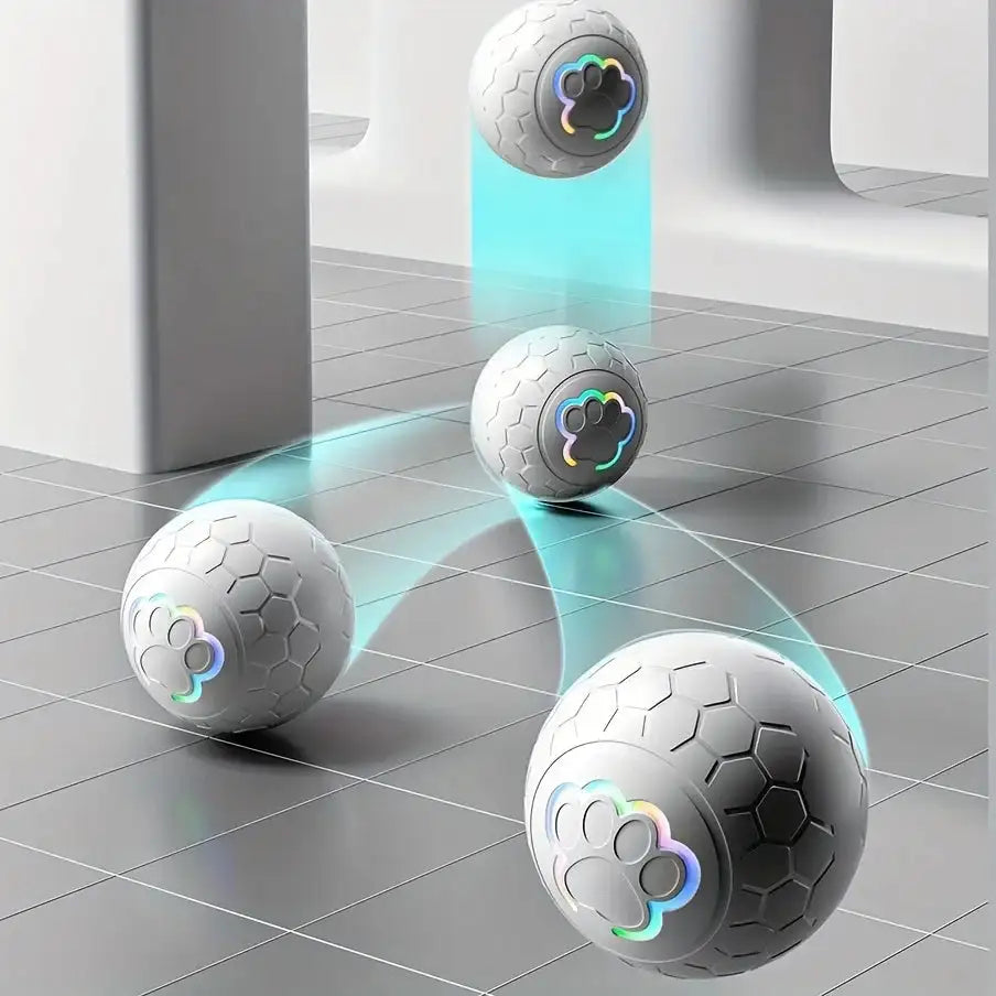 Rechargeable Automatic Dog Toy Ball - LED Bouncing Ball w/ USB Charging for Cats & Dogs